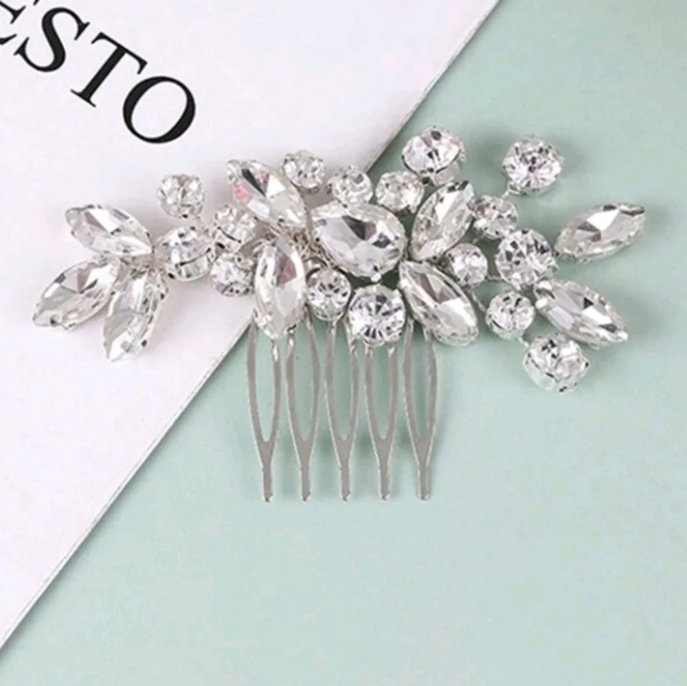 Wedding Bridal Comb Sparkling Rhinestone Crystal Silver Hair Comb NEW
